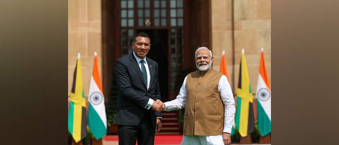  Dr. the Most Honourable Andrew Holness, Prime Minister of Jamaica meets H.E. Shri Narendra Modi, Prime  Minister of India in New Delhi, India.